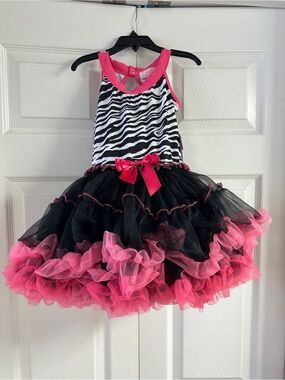 Popatu Black, White & Hot Pink Zebra Tutu Dress